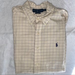 Ralph Lauren Men’s Tan, Brown and Cream Plaid Oxford Shirt - Classic Fit